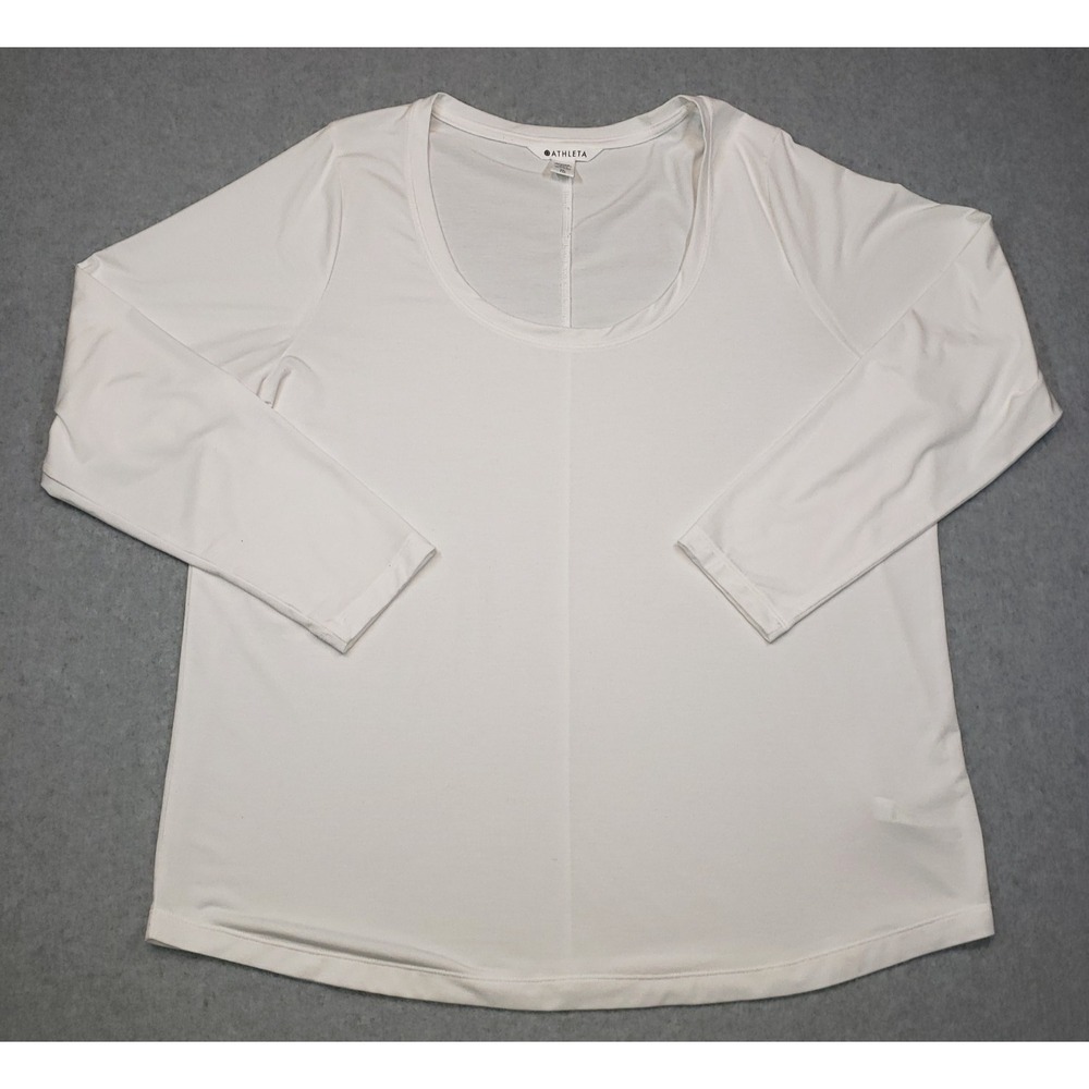 Athleta Stratus‎ II Top Shirt Womens White Size XL Athleisure Casual Long Sleeve